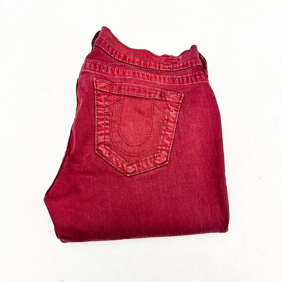 True Religion Casey Deep Red Denim Jeans Skinny Size 30 - Picture 1 of 9